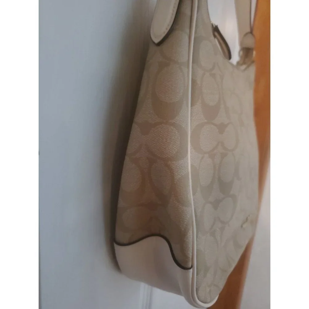 Coach Khaki Handbag with White Trim